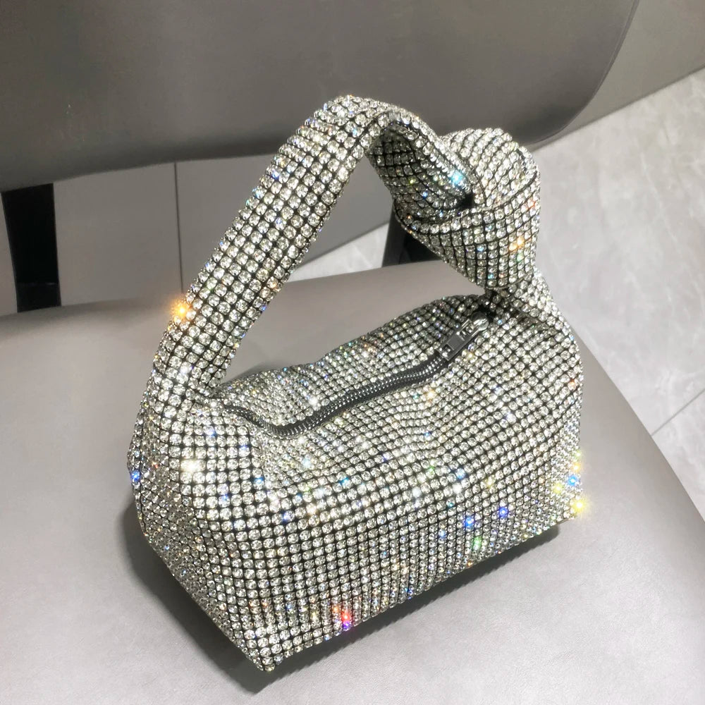 Luxury Rhinestones silver Evening bag