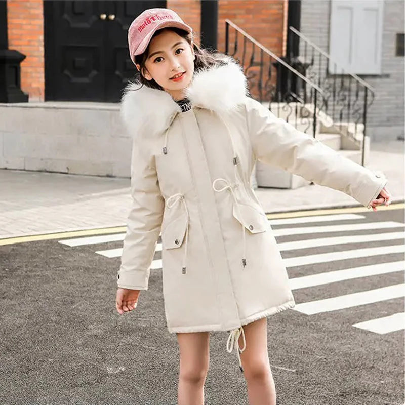 Girls Warm Fur Hooded Jacket