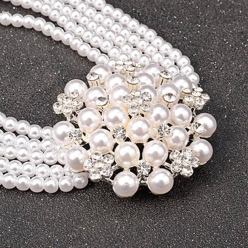 Pearl Flower Multi-Layer Pearl Necklace