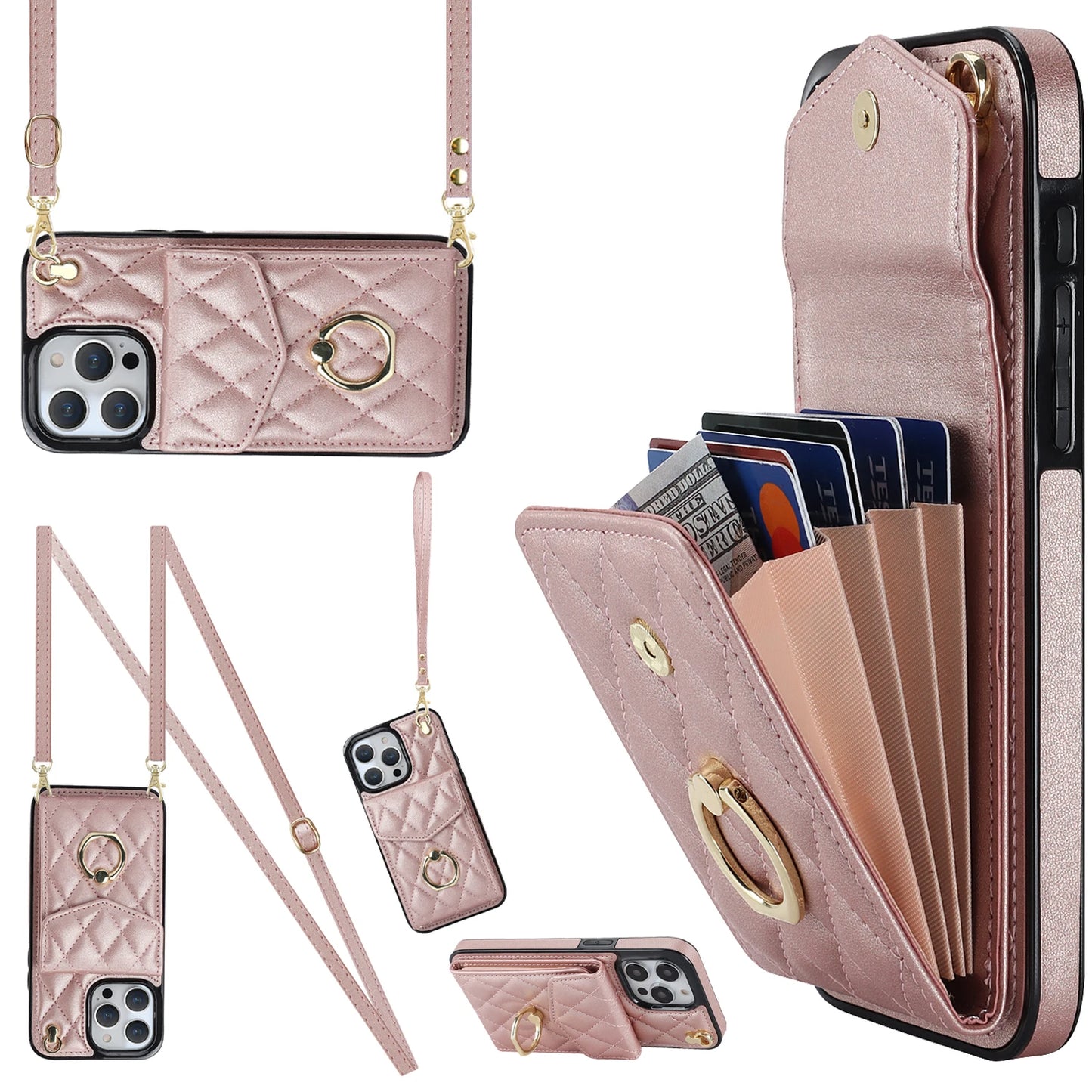 Crossbody Wrist Strap Leather Phone Case