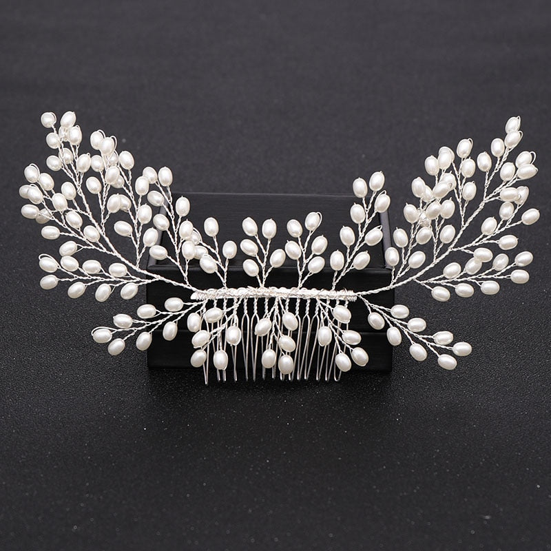 Silver Color Pearl Crystal Wedding Hair Accessories