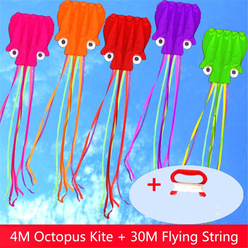 Beach Kite Kids Toy 3D 4M Large Octopus Kite with Handle Line