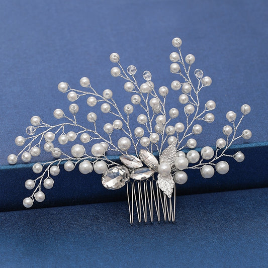 Silver Color Pearl Crystal Wedding Hair Accessories