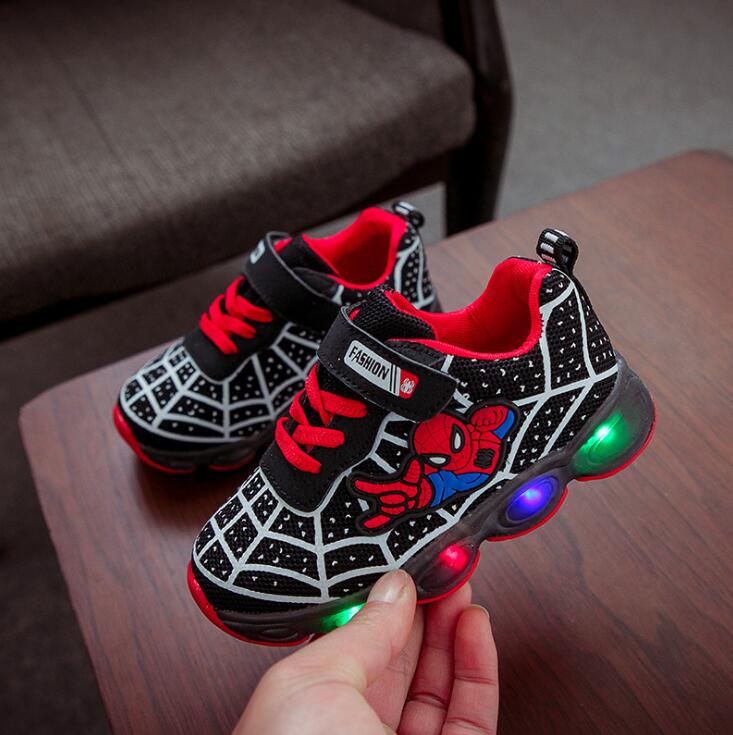 Glowing Spiderman sneakers for kids