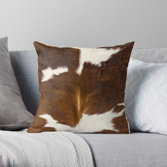 Cowhide Leather Throw Pillow Case