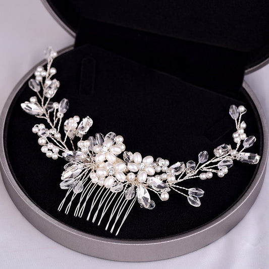 Silver Color Pearl Crystal Wedding Hair Accessories