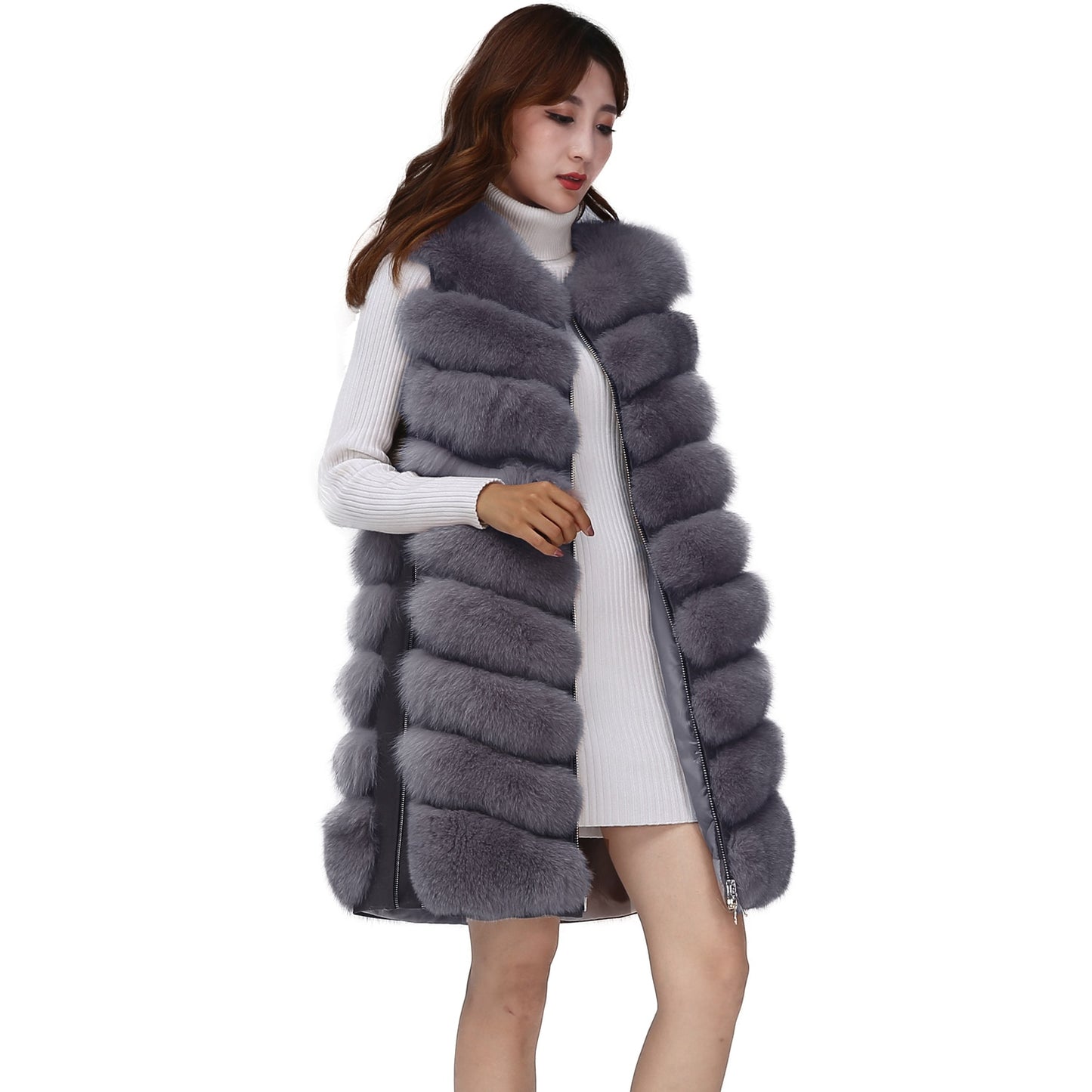 Luxury Real Fox Fur Coat