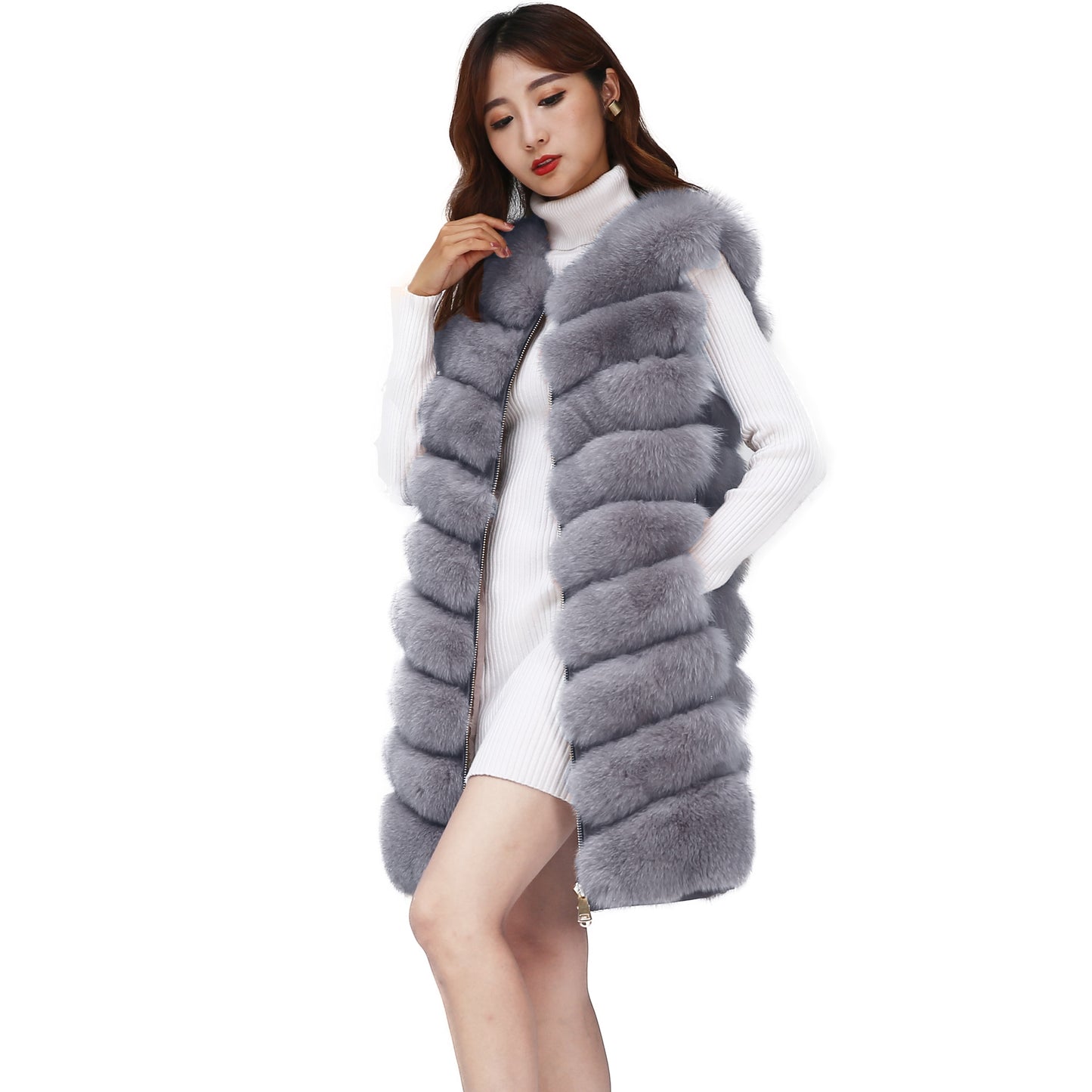 Luxury Real Fox Fur Coat