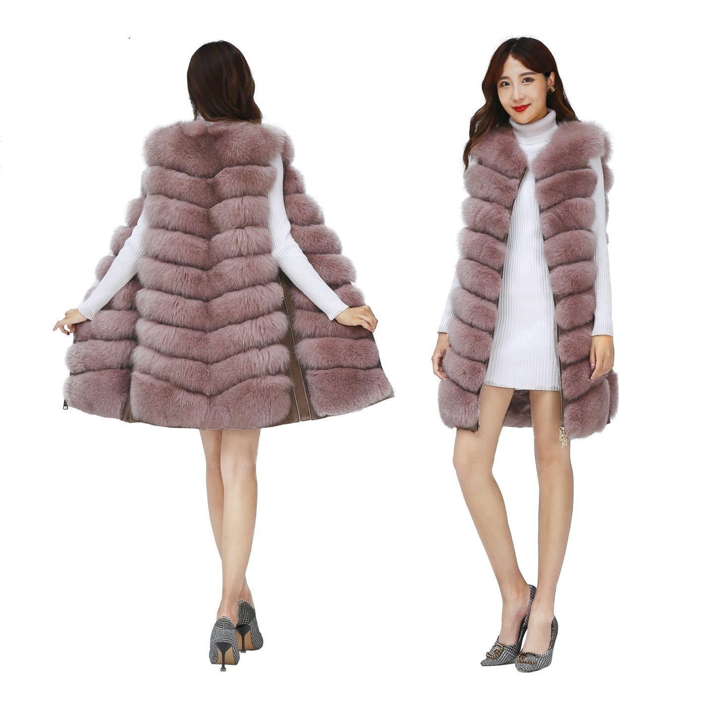 Luxury Real Fox Fur Coat