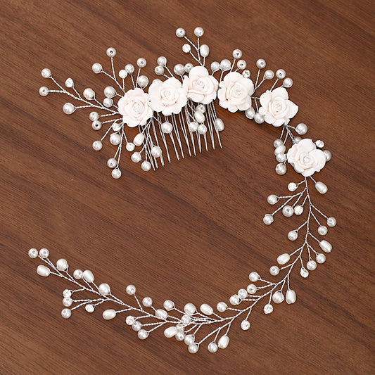 Silver Color Pearl Crystal Wedding Hair Accessories