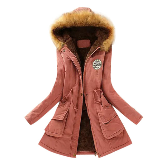 Women Coat  Fur Hooded Overcoat