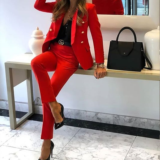 Two Piece Autumn Winter Office Wear Elegant Suit