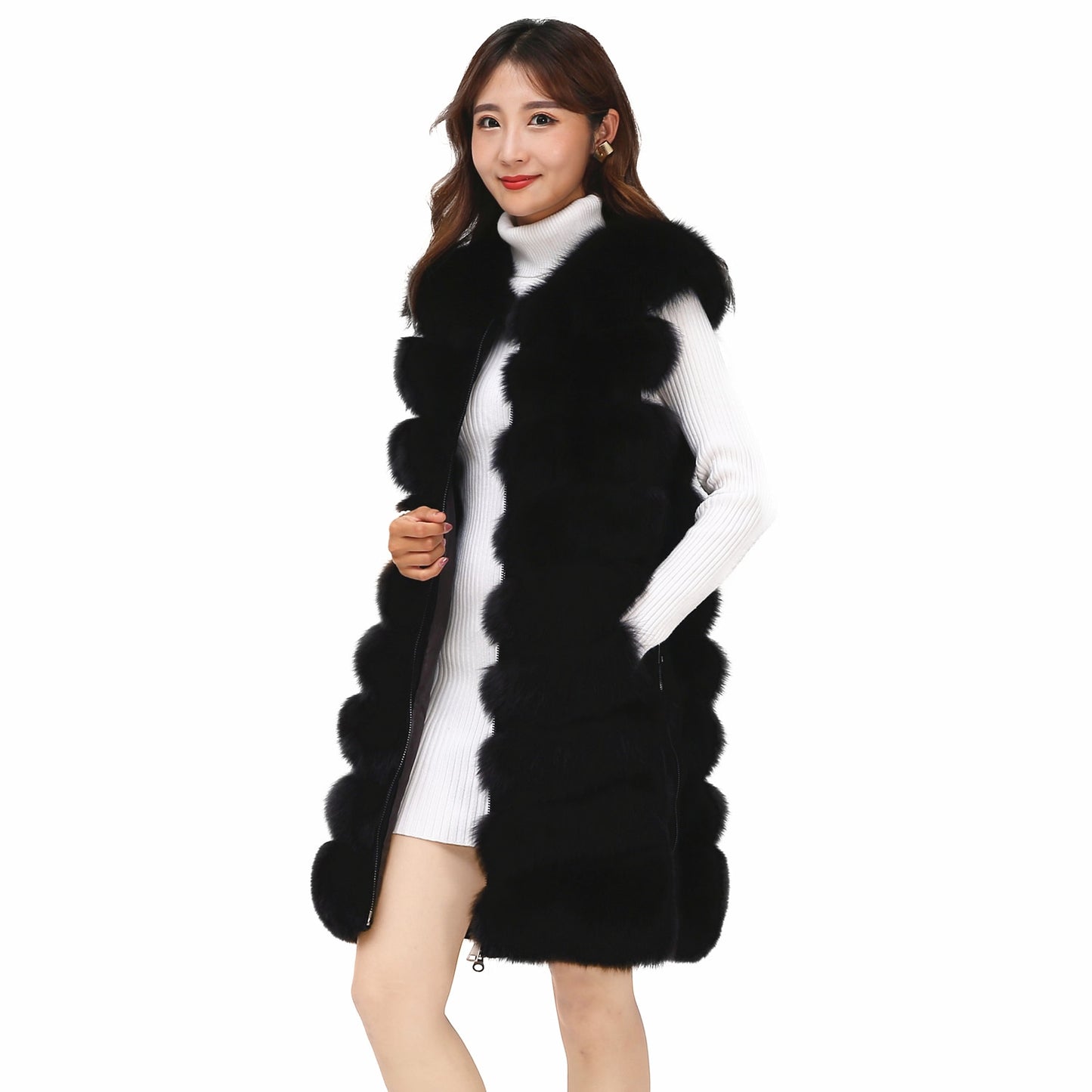 Luxury Real Fox Fur Coat