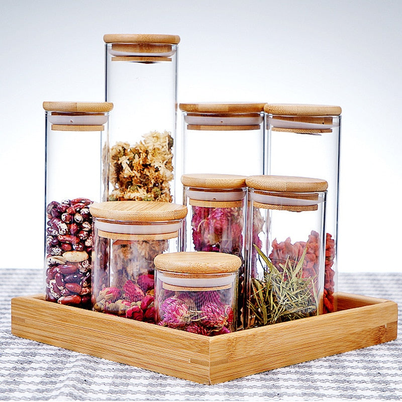 Transparent glass jars