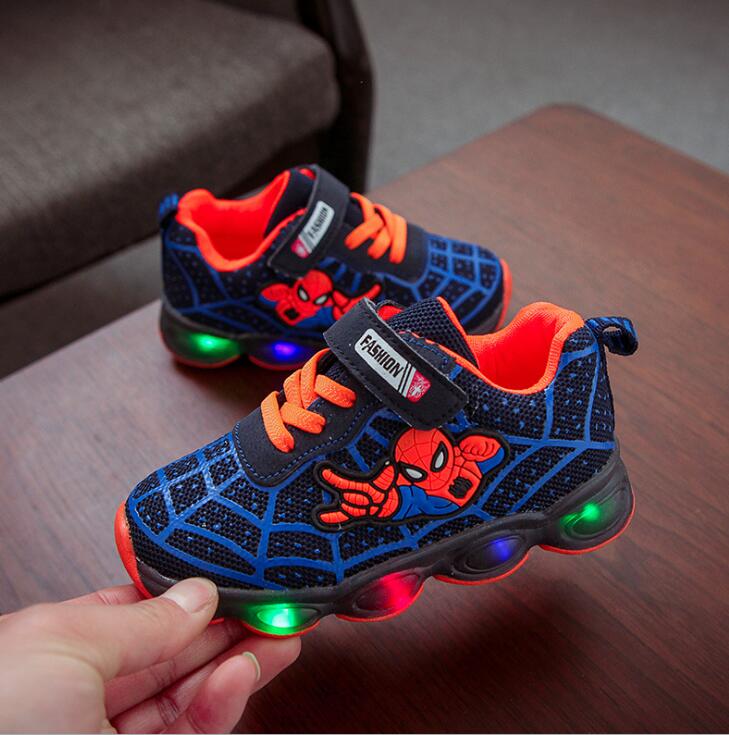 Glowing Spiderman sneakers for kids