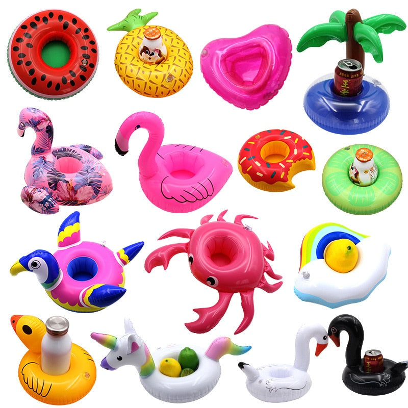 Mini fanny Inflatable Red Flamingo Floating Drink Cup Holder 15PC