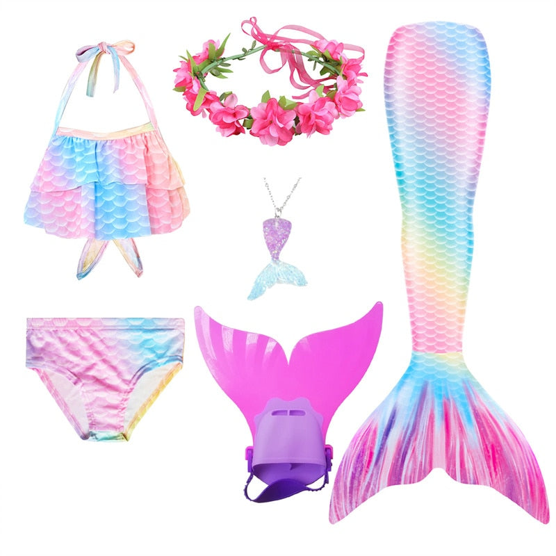 Mermaid Tails Swimsuits with Princess Bikini Set