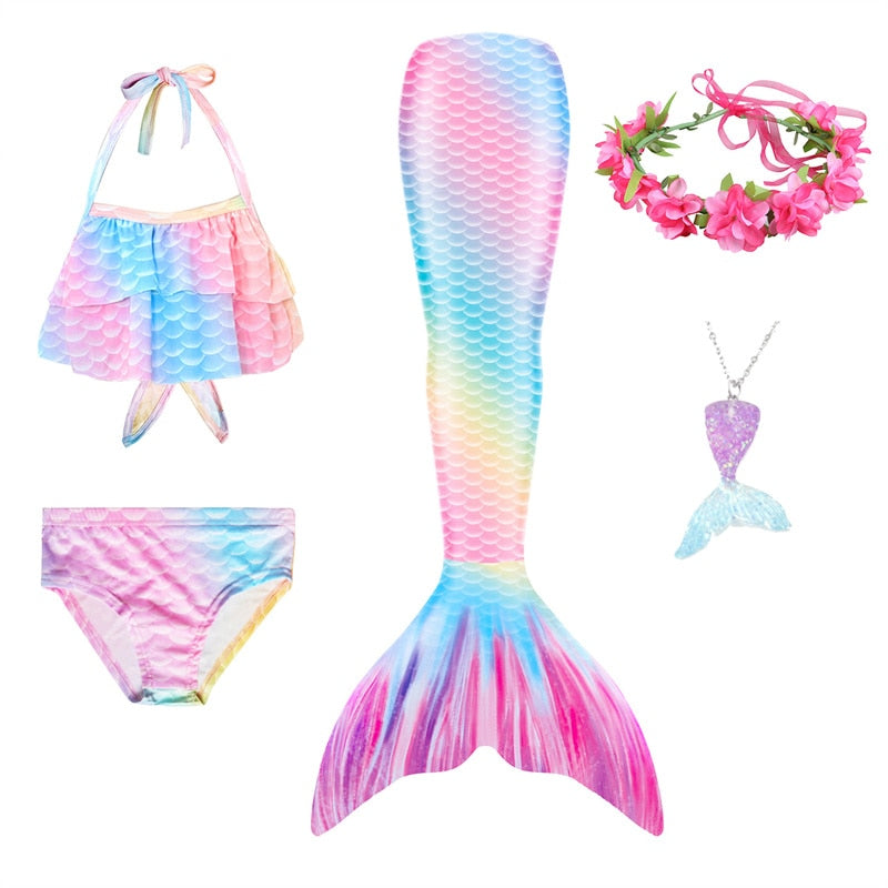 Mermaid Tails Swimsuits with Princess Bikini Set