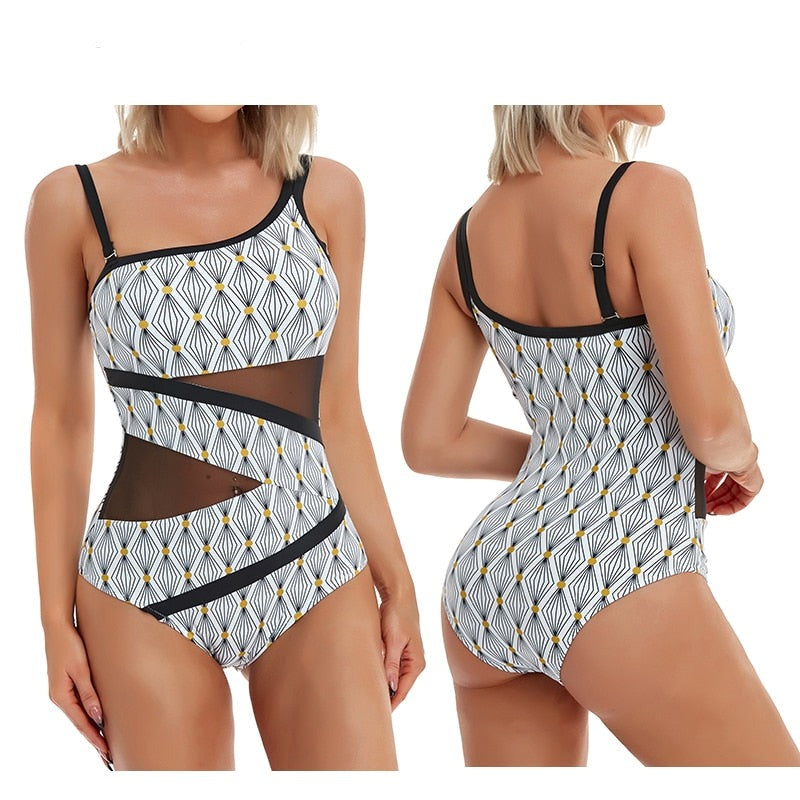 One Piece Swimwear Women Sexy Print Swimsuit
