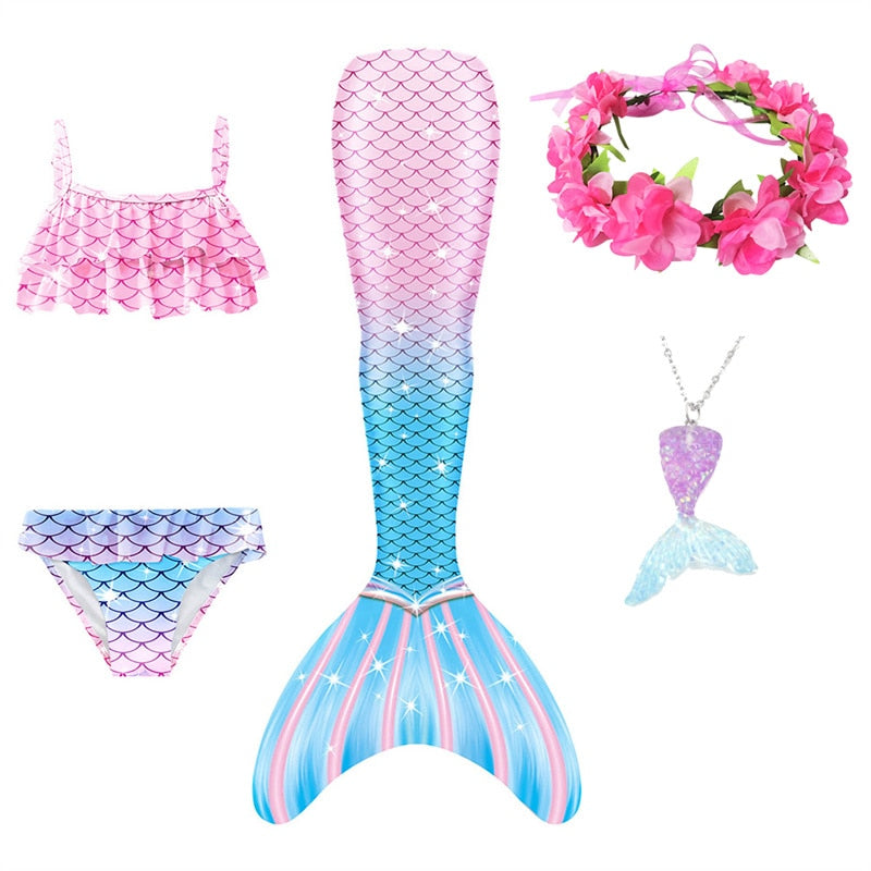 Mermaid Tails Swimsuits with Princess Bikini Set