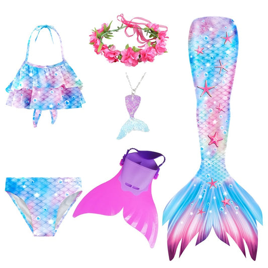 Mermaid Tails Swimsuits with Princess Bikini Set