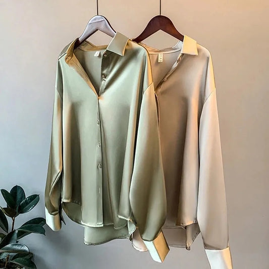 Silk Shirt Vintage Long sleeve Blouse