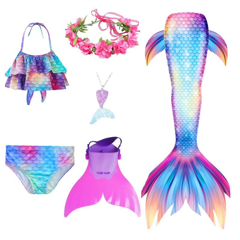 Mermaid Tails Swimsuits with Princess Bikini Set