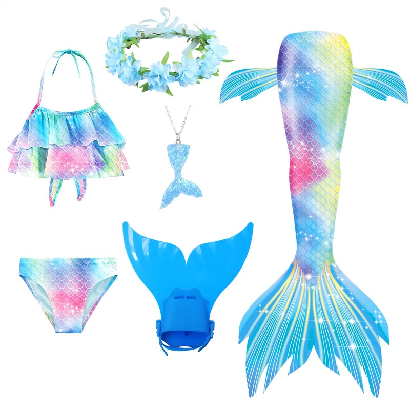 Mermaid Tails Swimsuits with Princess Bikini Set