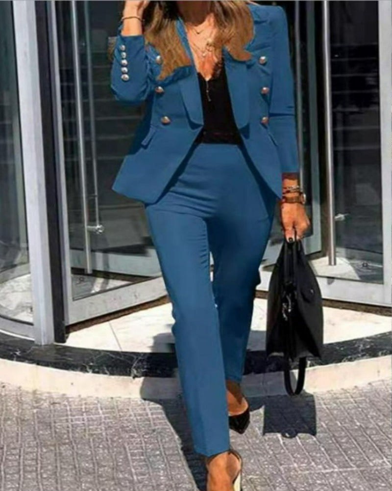 Two-piece Solid Color Formal Suit Set