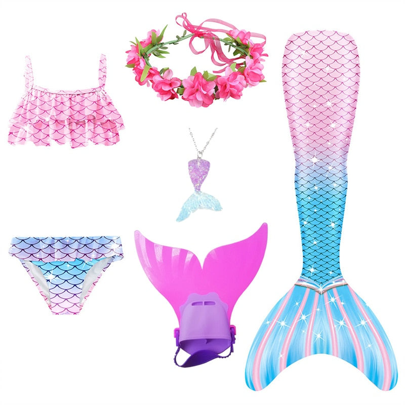 Mermaid Tails Swimsuits with Princess Bikini Set