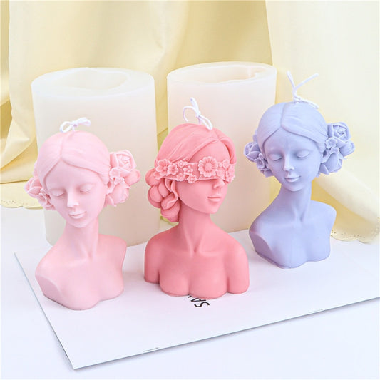 New Closed-Eye Girl Candle Silicone Mold