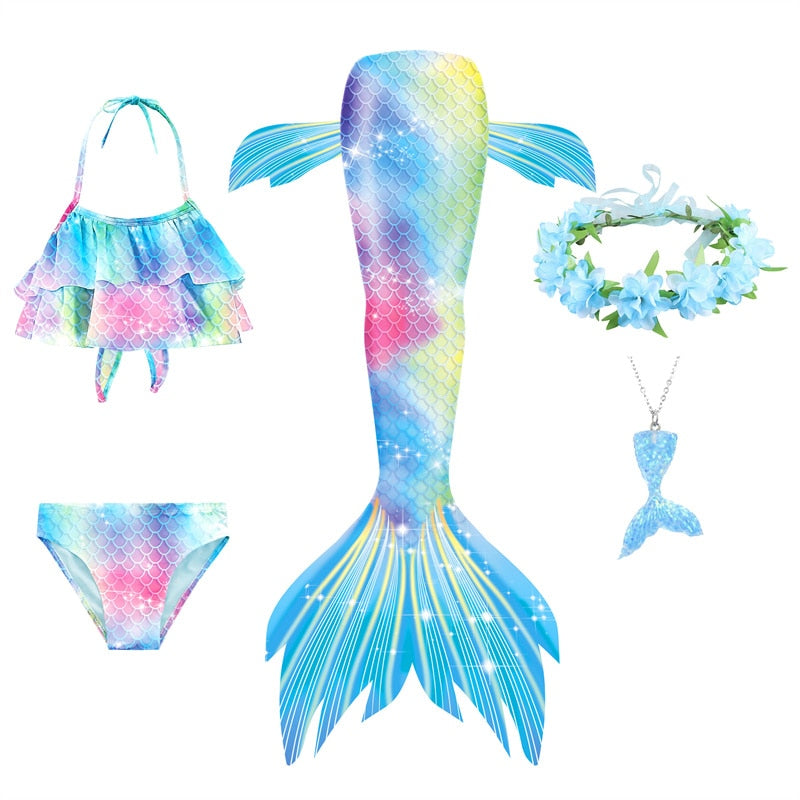 Mermaid Tails Swimsuits with Princess Bikini Set