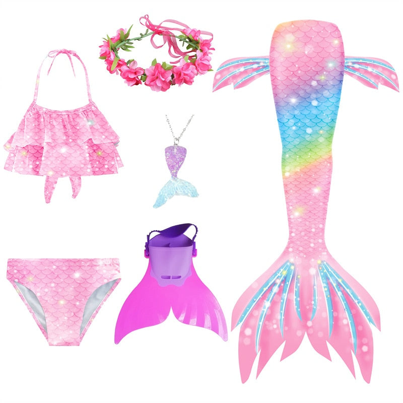 Mermaid Tails Swimsuits with Princess Bikini Set