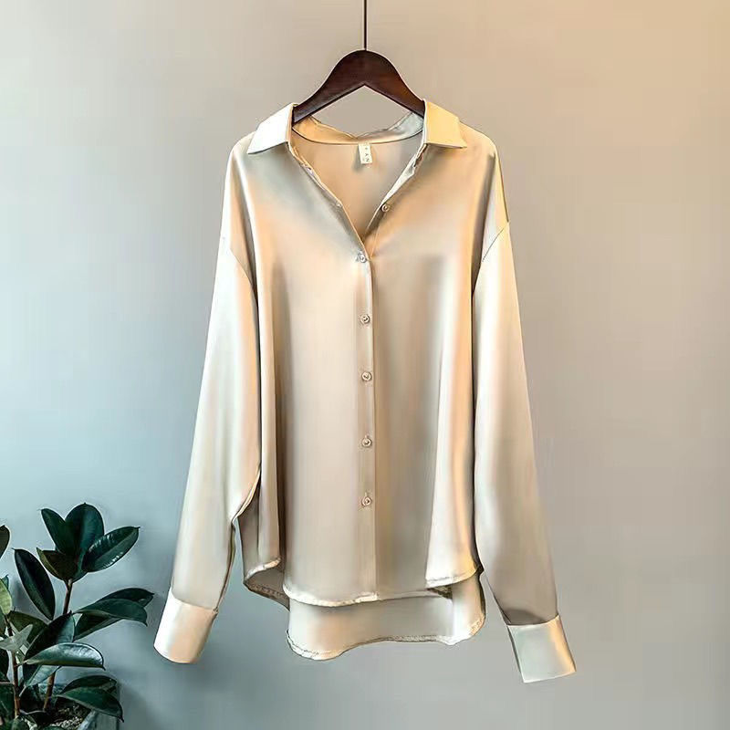 Silk Shirt Vintage Long sleeve Blouse