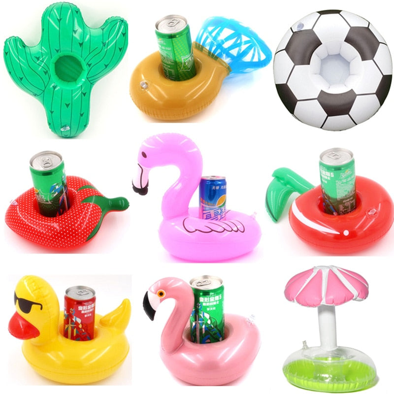 Mini fanny Inflatable Red Flamingo Floating Drink Cup Holder 15PC