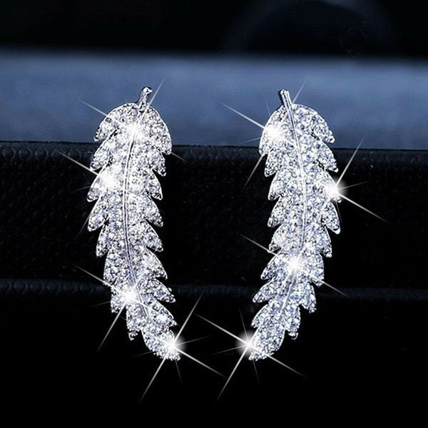 Boucles d\'oreilles feuille de luxe à la mode pour accessoires romantiques