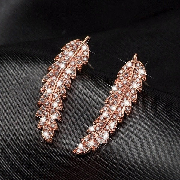 Trendy Luxury Leaf Stud Earrings For Romantic Accessories