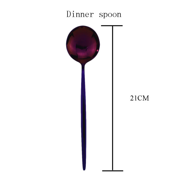 Stainless Steel Shiny Purple Dinnerware Set