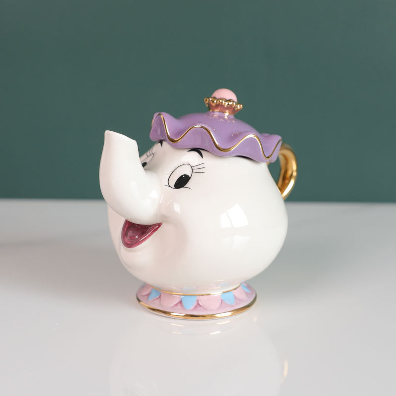 Mrs Potts 찻주전자 칩 컵 설탕 그릇 냄비 컵 세트