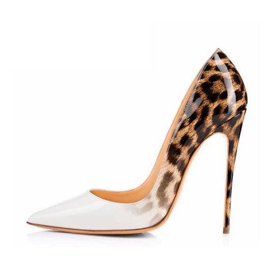 Leopard White Shoes High Heels
