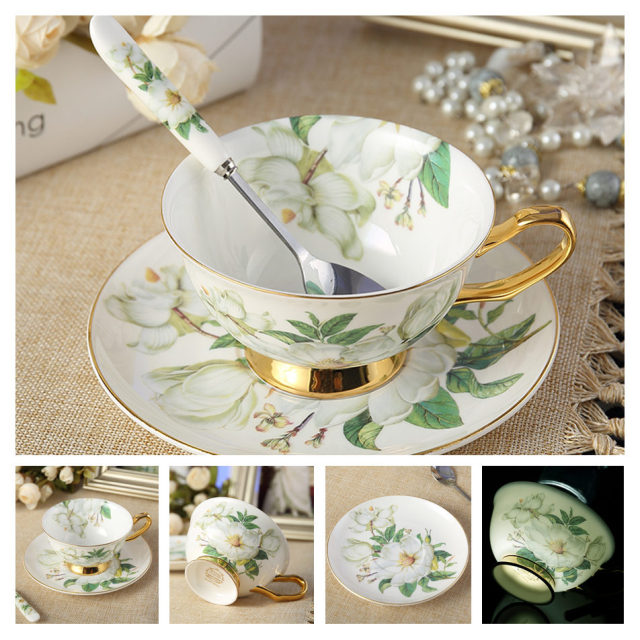 Press the Style button - Europe Noble Bone Coffee Cup Saucer Spoon Set