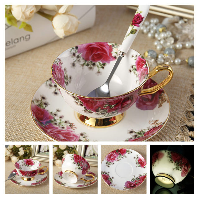 Press the Style button - Europe Noble Bone Coffee Cup Saucer Spoon Set