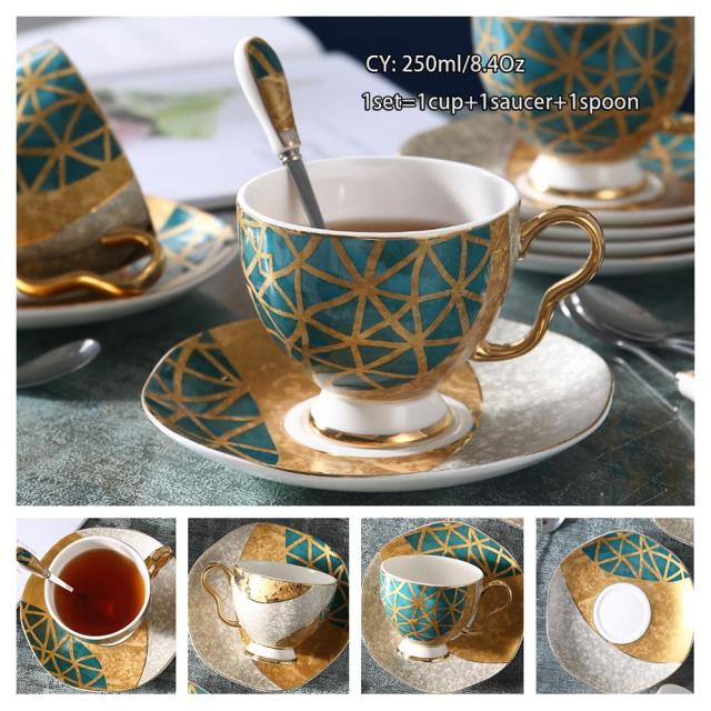 Press the Style button - Europe Noble Bone Coffee Cup Saucer Spoon Set