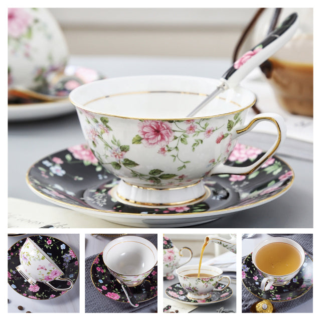 Press the Style button - Europe Noble Bone Coffee Cup Saucer Spoon Set