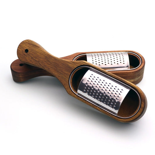 Stainless Steel Cheese Grater with Removable Wood box.