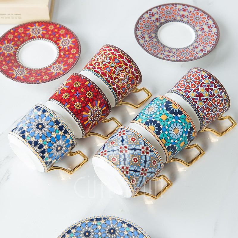 Luxury Moroccan Style Coffee Cup and Saucer Set