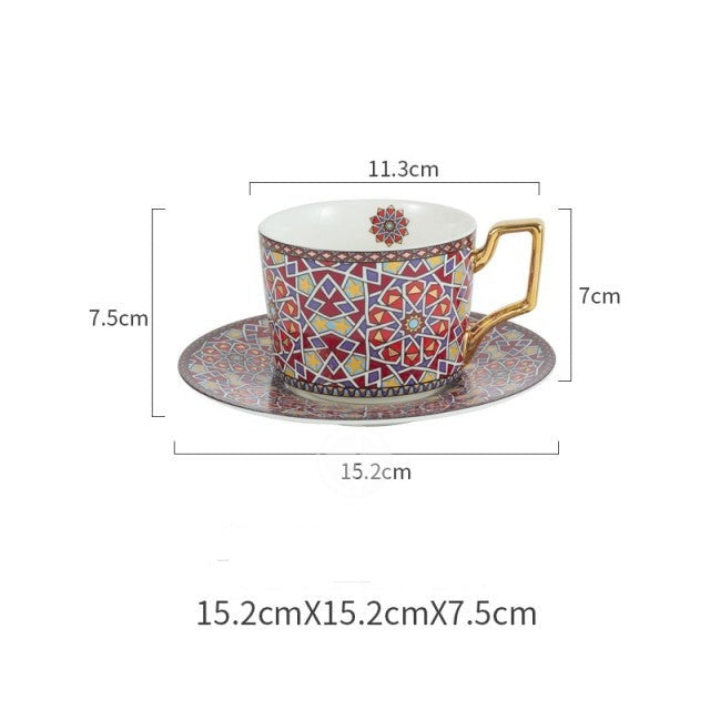 Luxury Moroccan Style Coffee Cup and Saucer Set