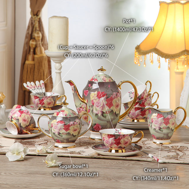 Vintage Rose Luxury British Style Cups Set