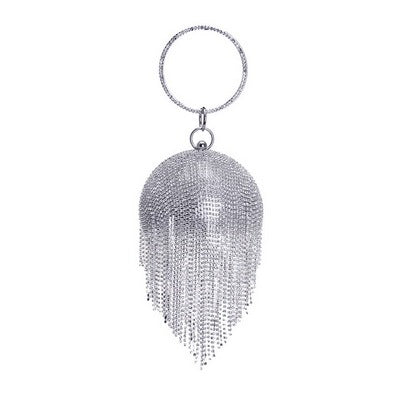 Sliver Diamonds Rhinestone Round Ball Evening Bag