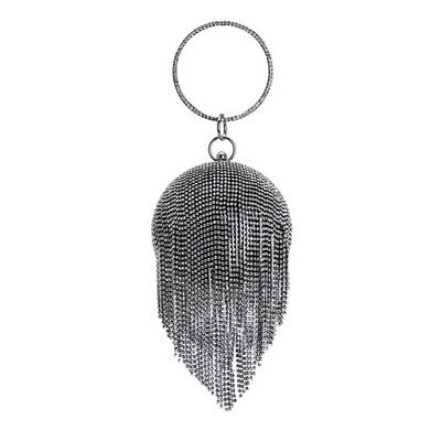 Sliver Diamonds Rhinestone Round Ball Evening Bag